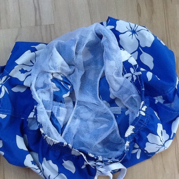 Men's Blue Hawaiian Print Swim Trunks Sz XL - Picture 8 of 8